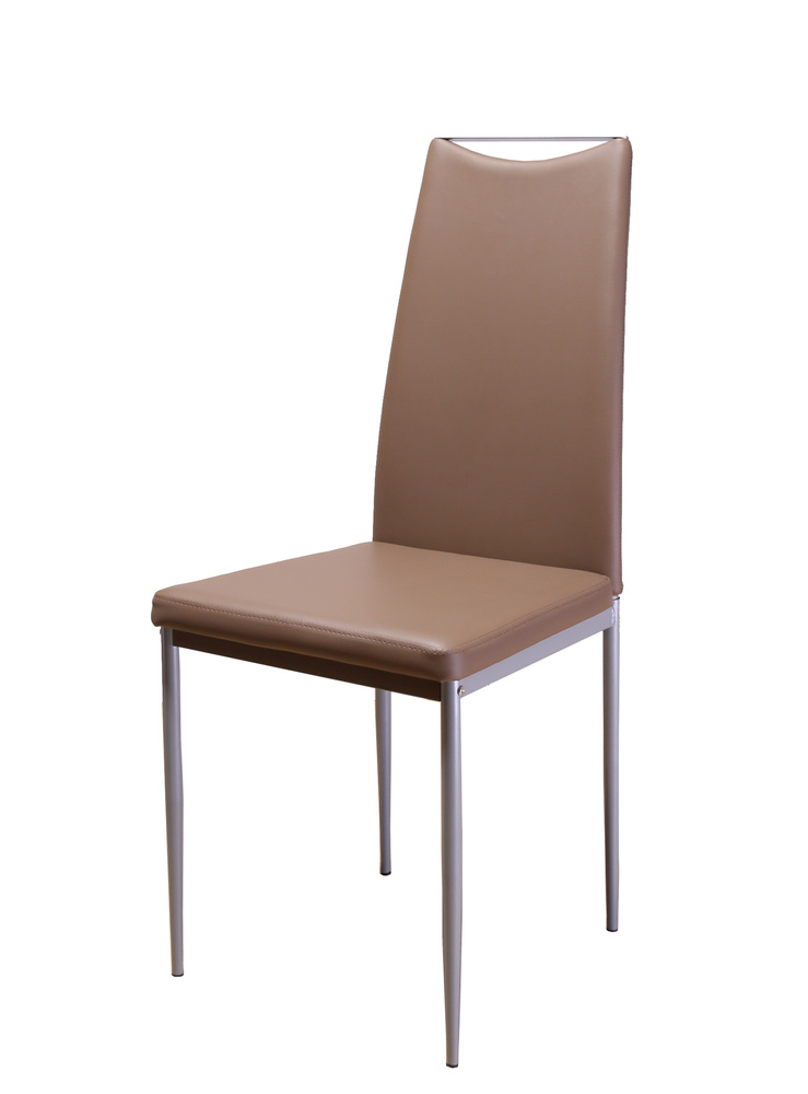 FLATMATE 01 chair Alu shiny silver artificial leather cappuccino B 42, H 100, T 51,5 cm